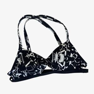 Abercrombie black white geometric bikini top size XS sporty